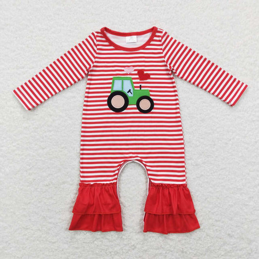 embroider Valentineâs day Red Stripe Romper