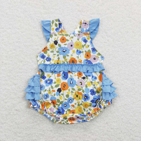 Blue floral Baby Romper