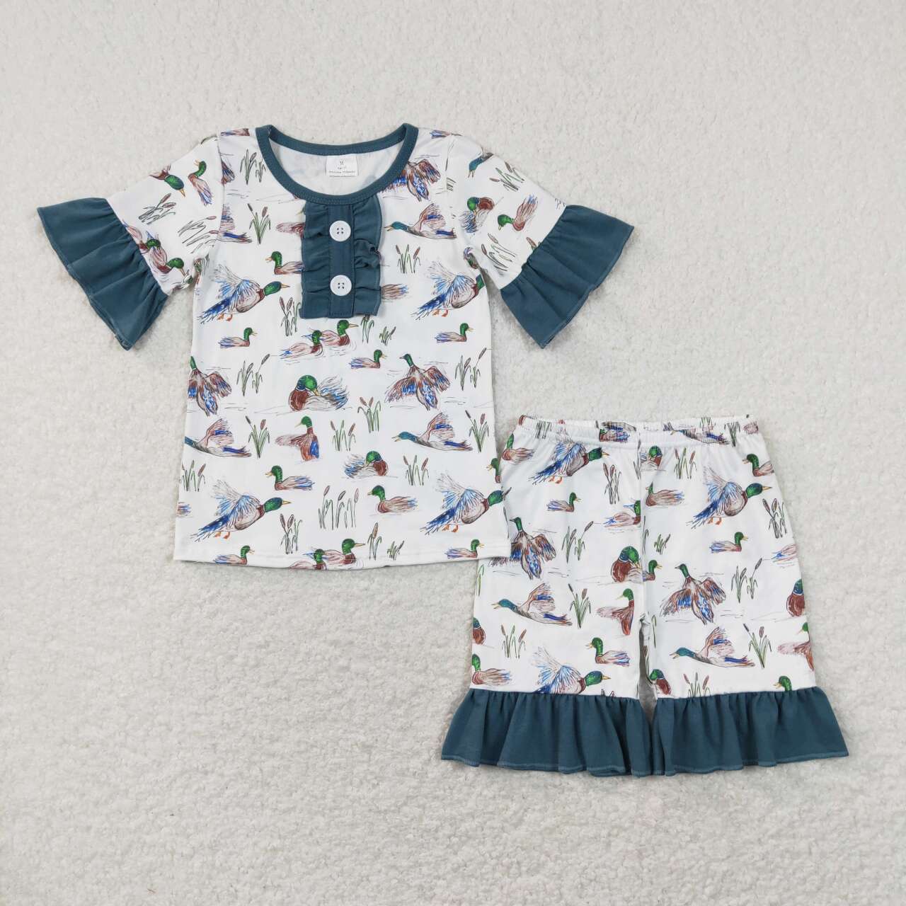 Duck Print Short Sleeve Girls Set