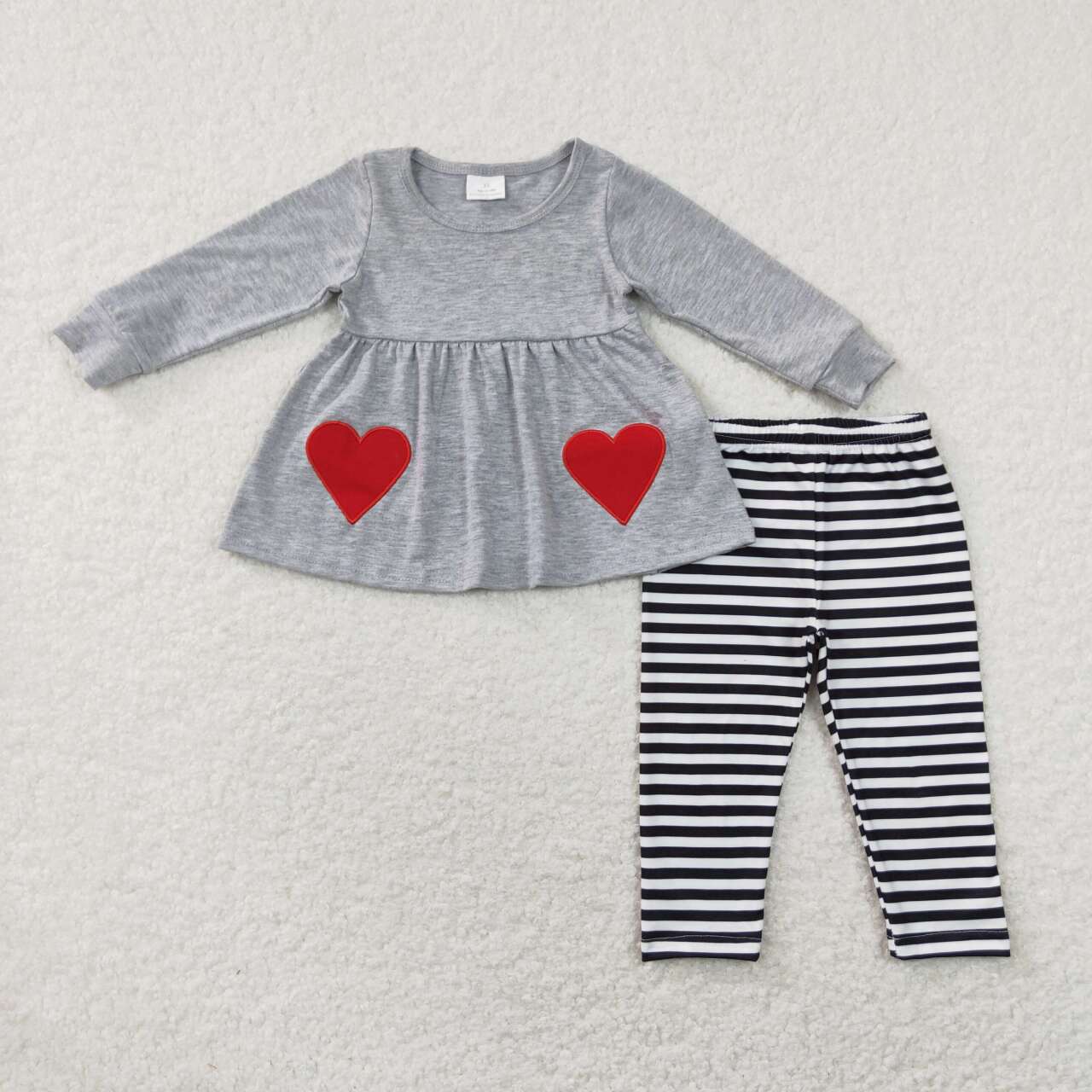 valentine's Day Grey print Cartoon Girls Suit