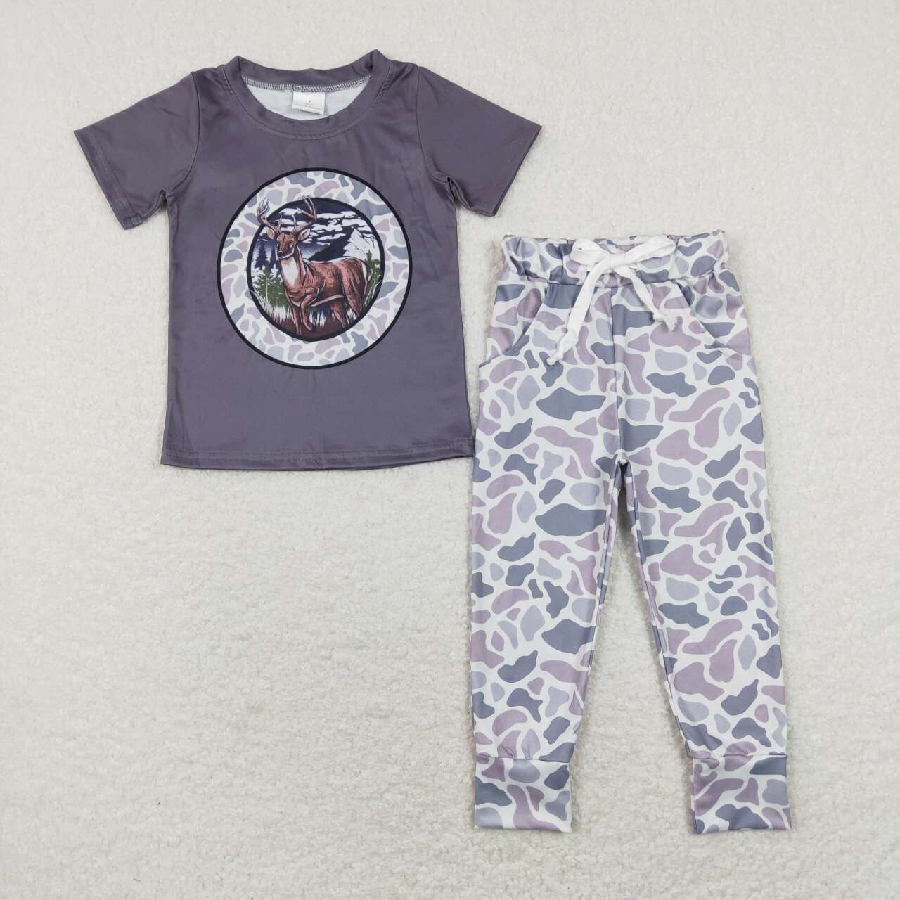 Camo Deer Short-sleeved Pants Boy Set