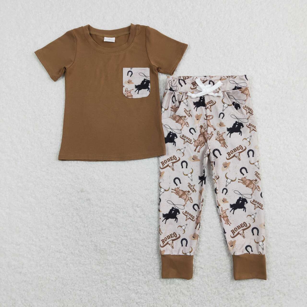western brown Cowboy Print Boy Set