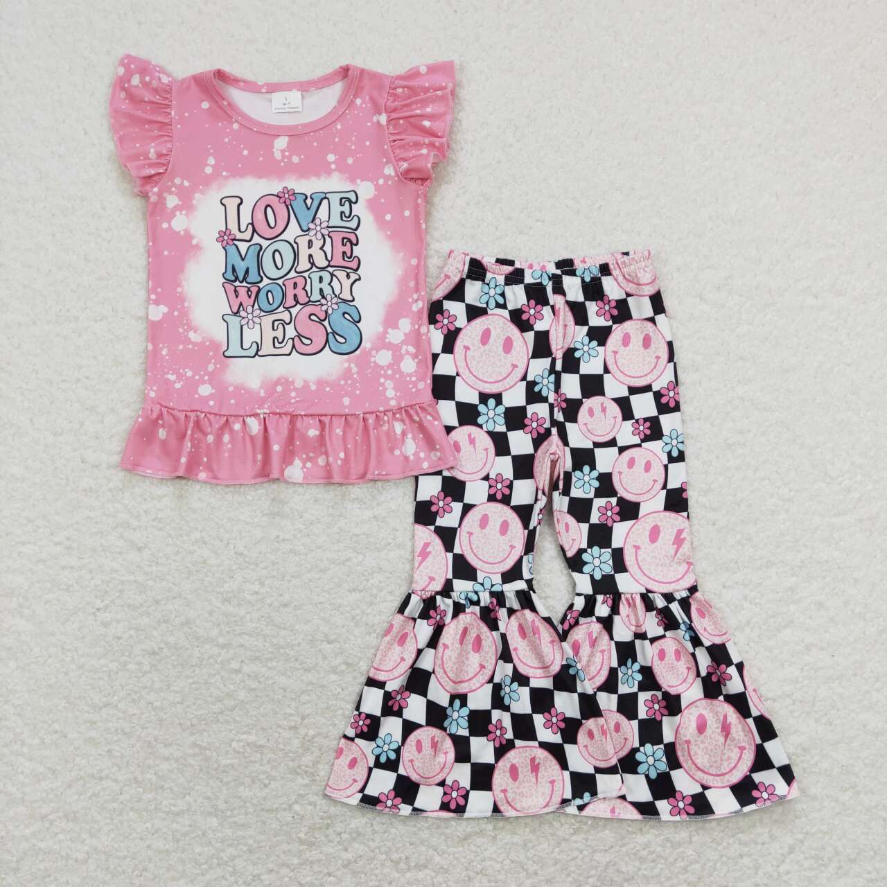 Pink black and white plaid smiley girl suit