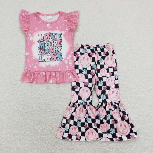 Pink black and white plaid smiley girl suit