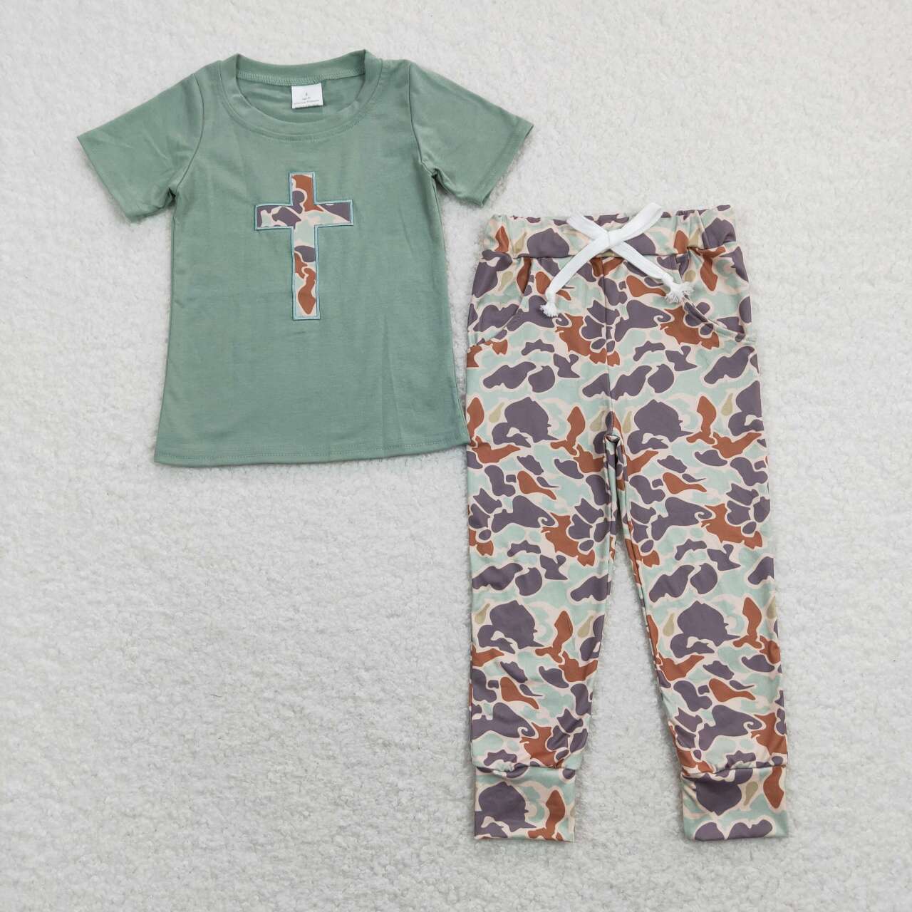 green cross Camo Print Boy Set