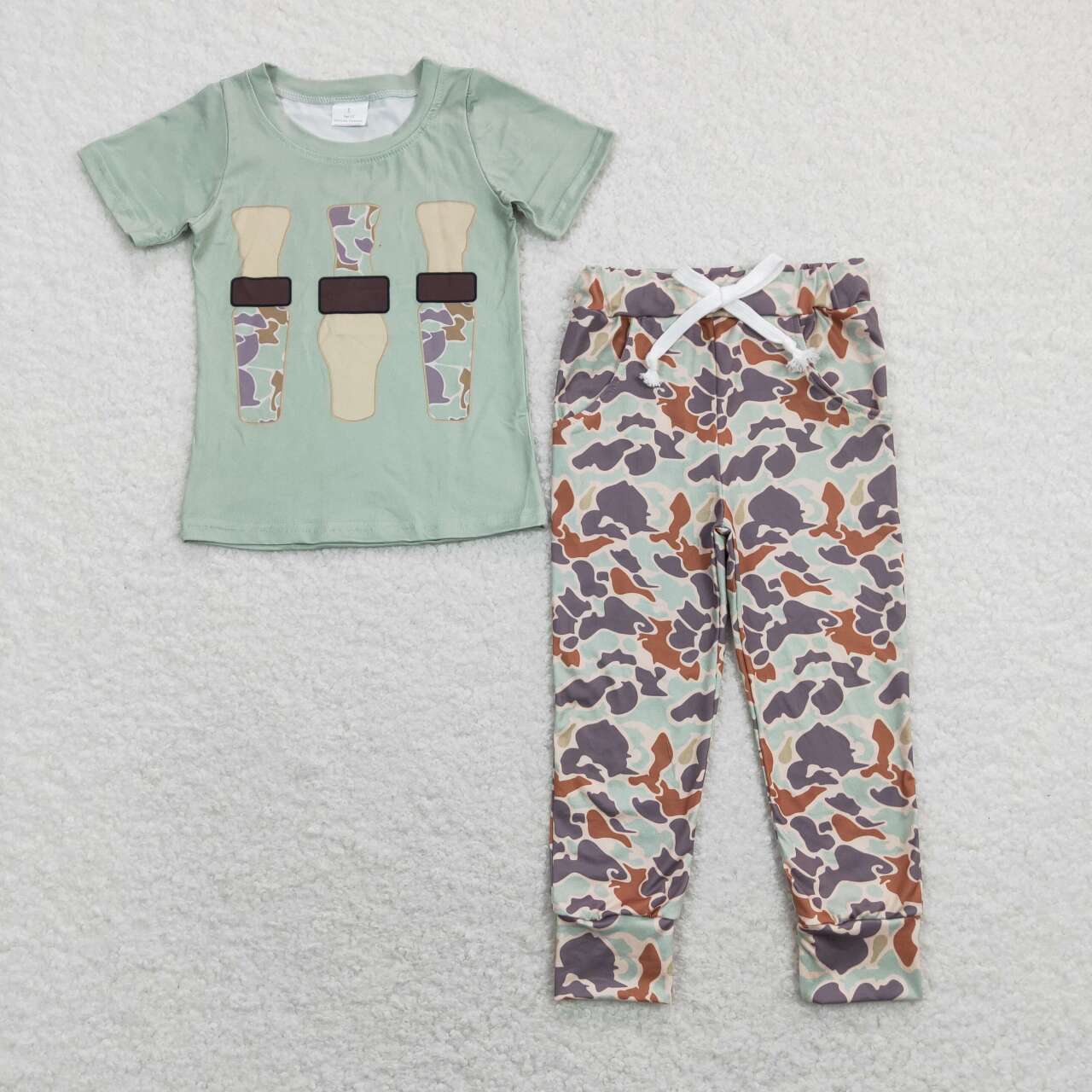 green ice cream Camo Print Boy Set