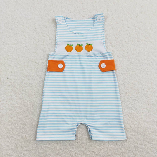 Blue Stripe Embroidered Baby Romper