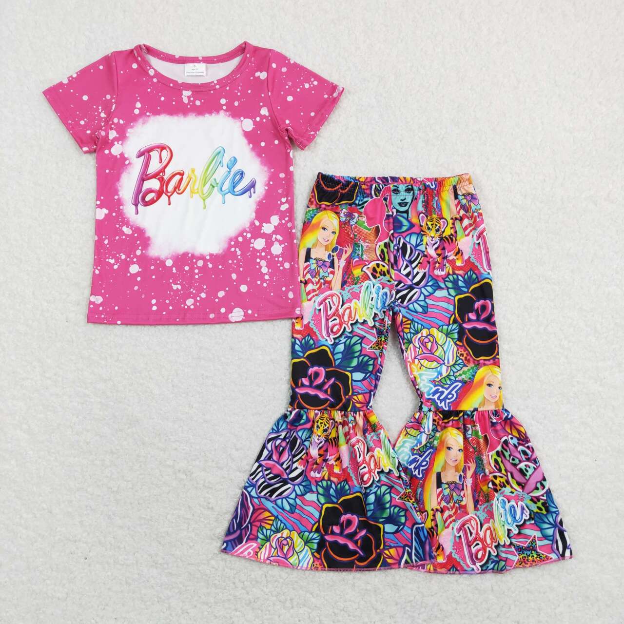 Purple Cartoon Pants Girls Set