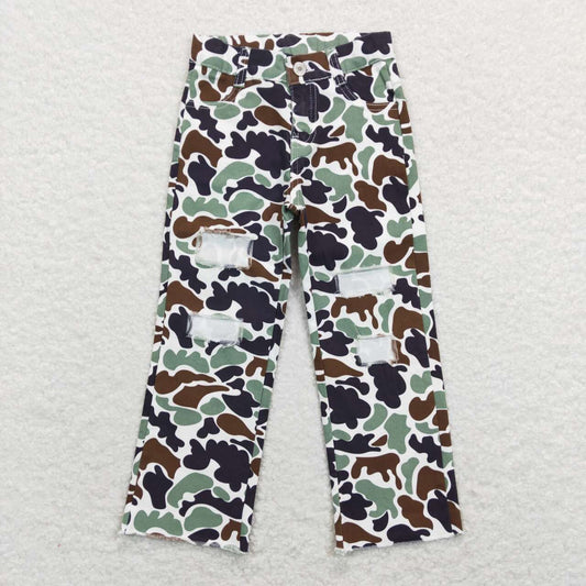 Green Camo hole Pants