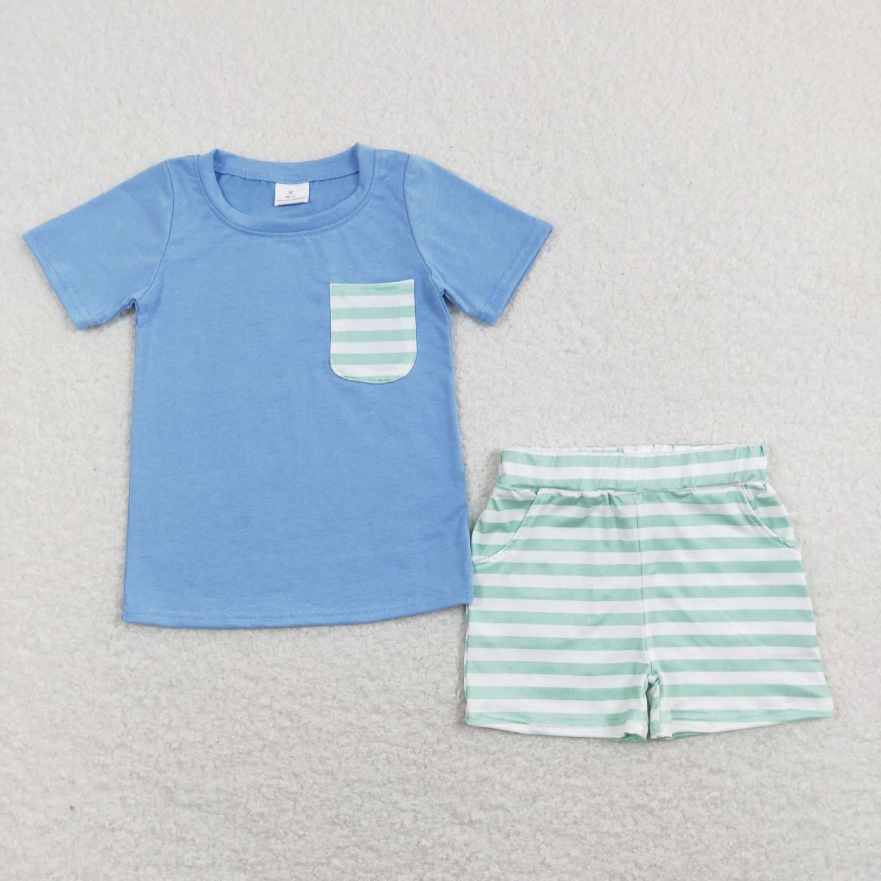 Blue Stripe Short Sleeve Boy Set