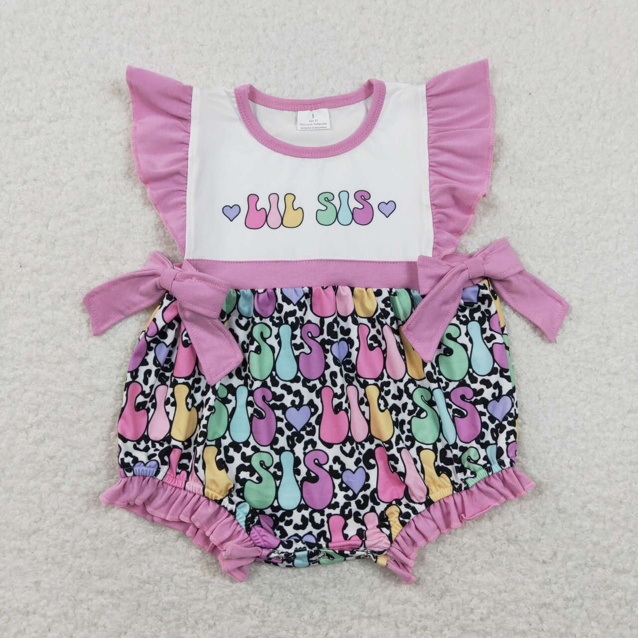 little sister Purple Leopard Baby romper