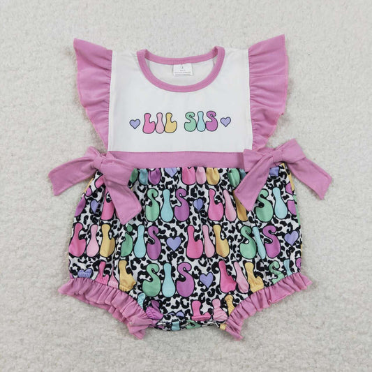little sister Purple Leopard Baby romper