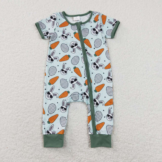 Easter Bunny Boy Baby Romper With zipper