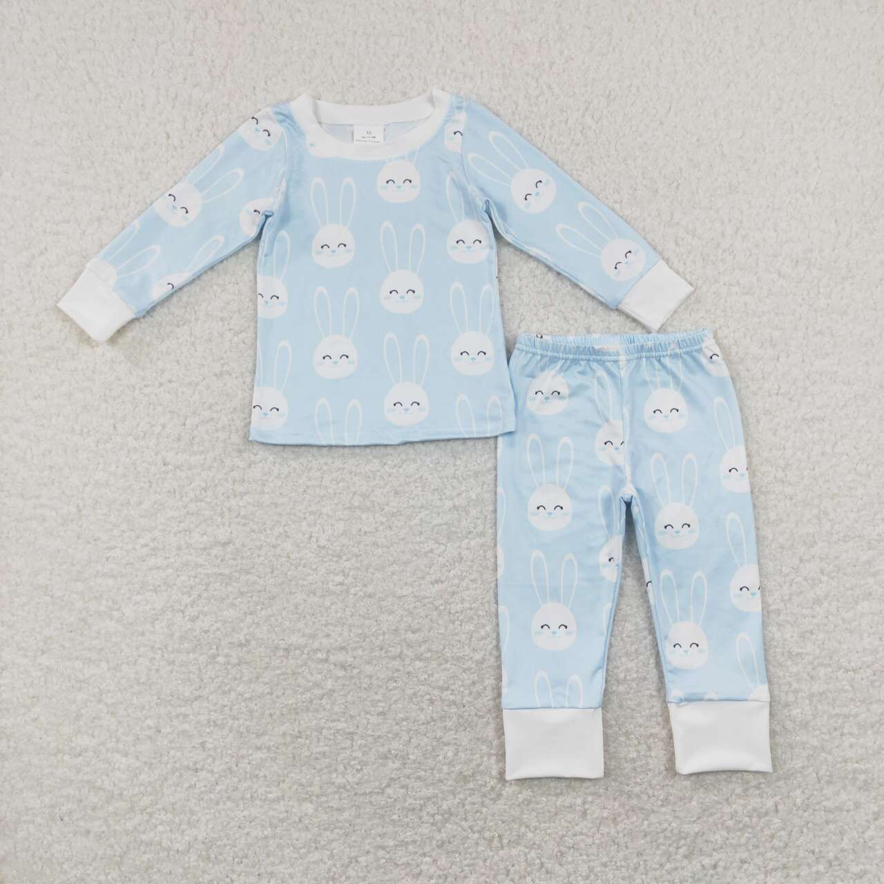 Easter Blue Bunny Print long sleeve pajamas