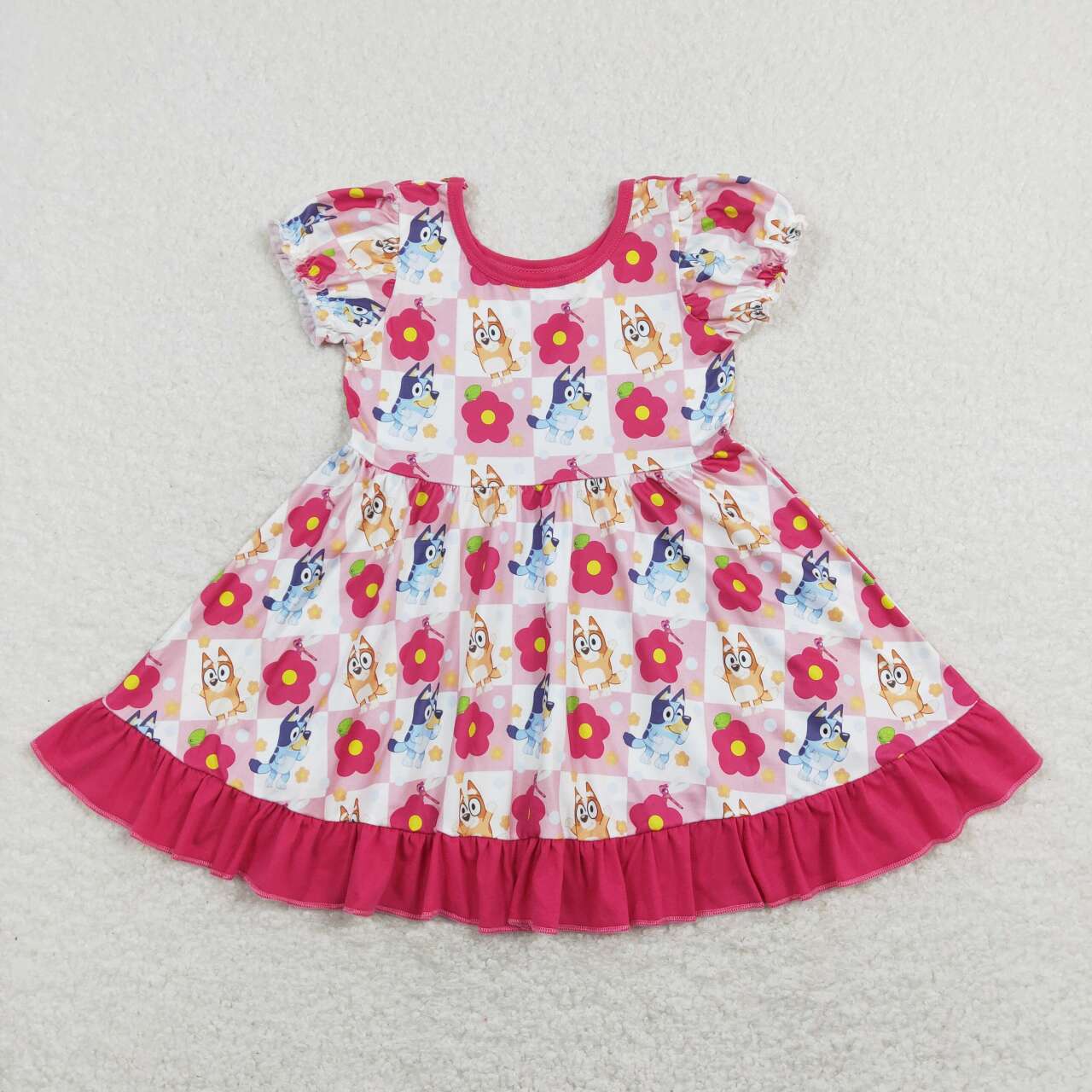 Cartoon dog Short Sleeve Girls Dress