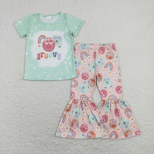 smile Rainbow floral Bell Pants Girls Set