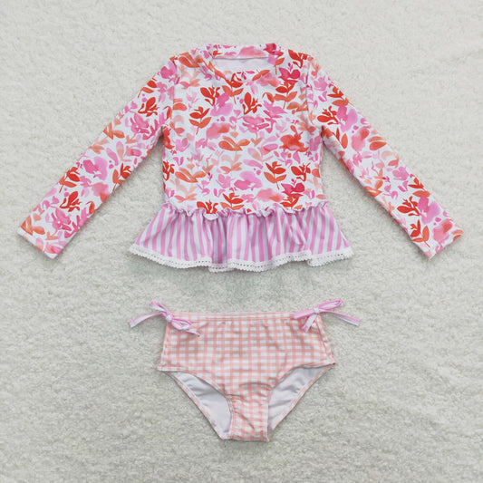 Pink flower printing 2pc Swimsuit