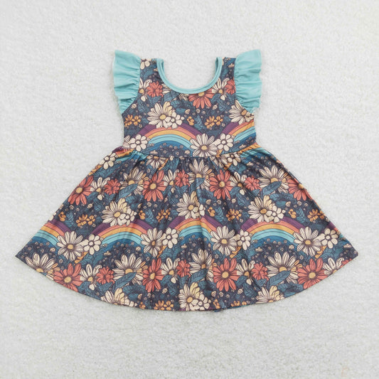 Rainbow flower Ruffles dress