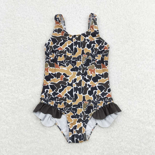 Camo One piece girls summer Swimsuit