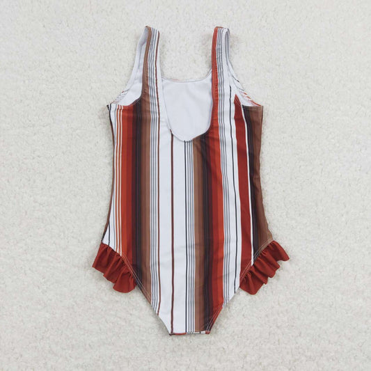 Stripe One piece girls summer Swimsuit