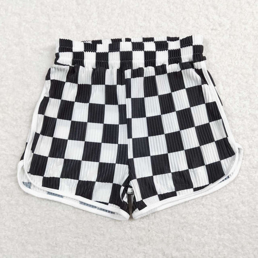 black and white plaid Short