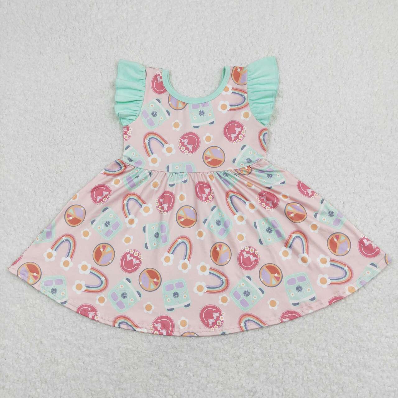 pink flower car Ruffles dress