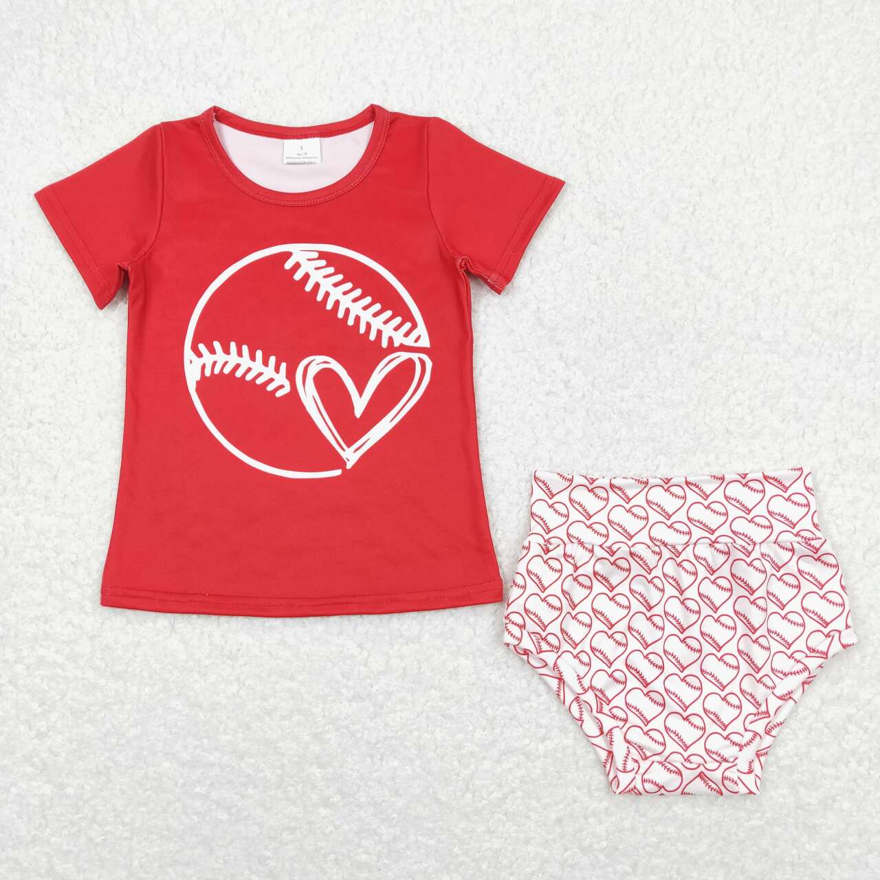 Red baseball Bummies Girls Set