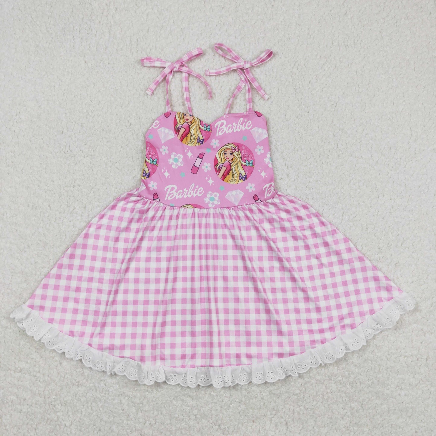 Pink Cartoon plaid dress