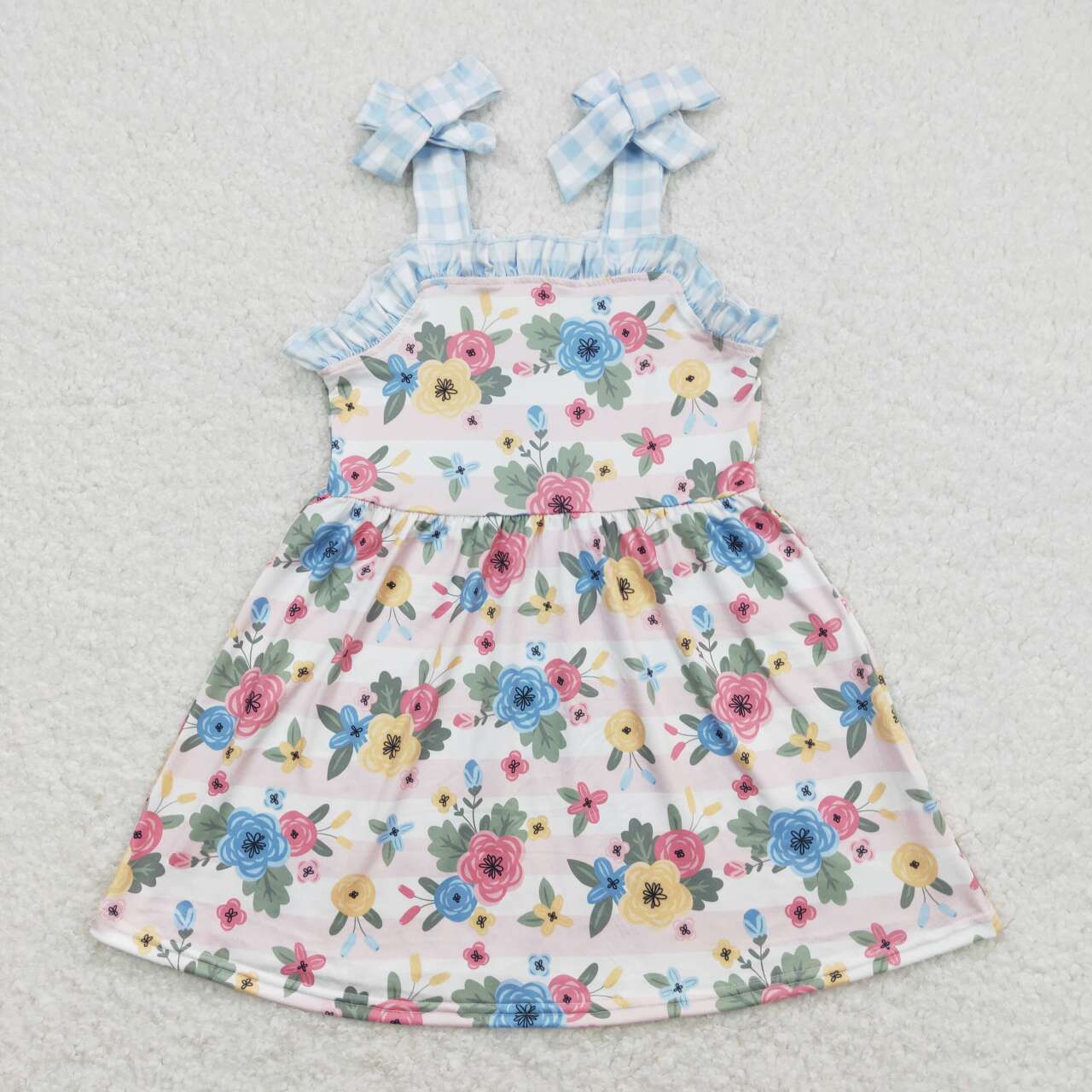 flower Short plaid ruffles dress