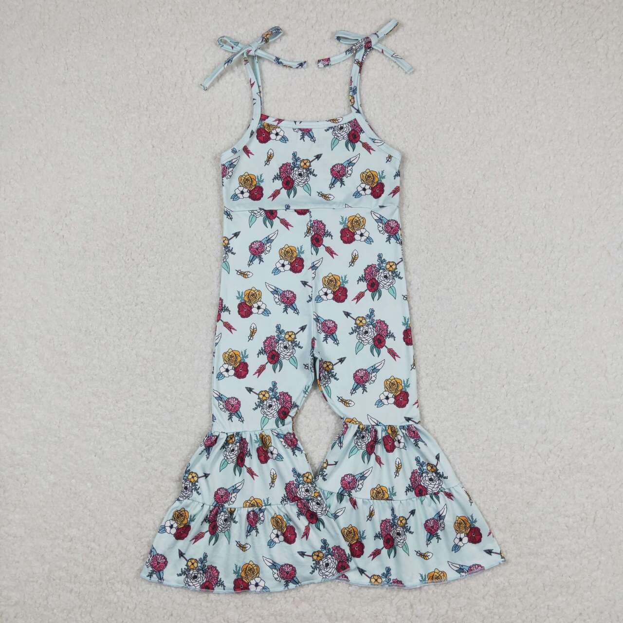 blue flower Girls Jumpsuit