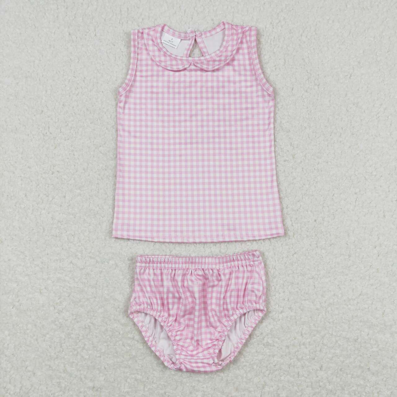 Pink plaid sleeveless bummie outfit