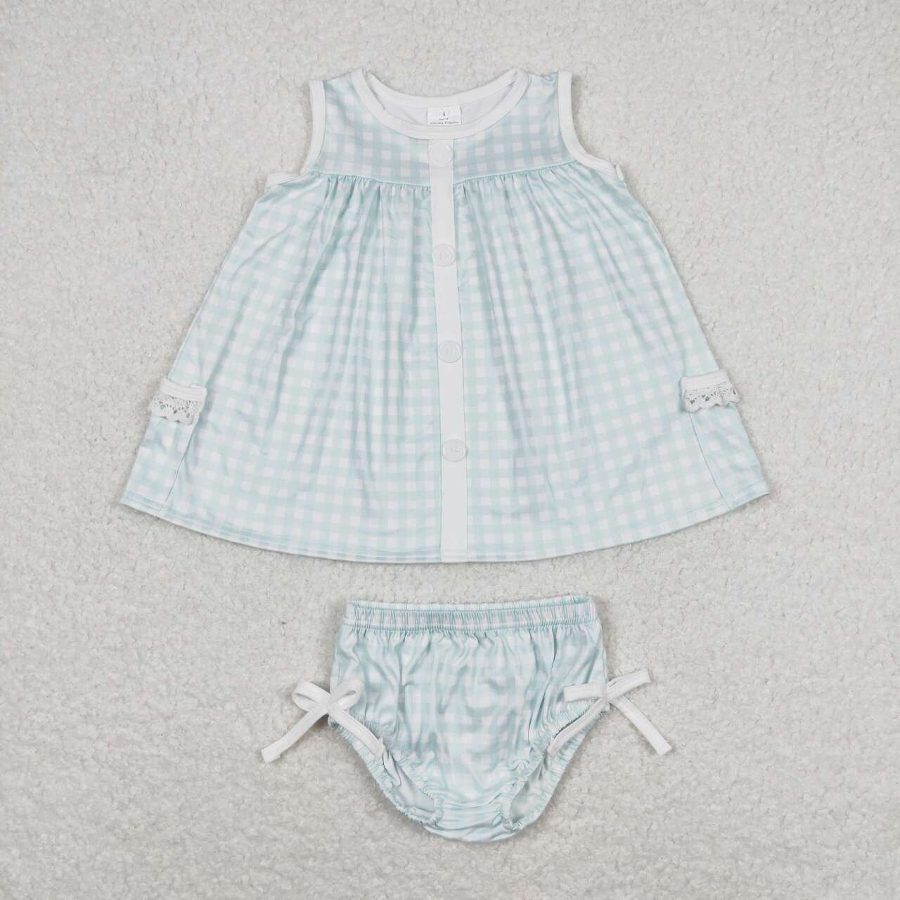 Green plaid Bummies Girls Set
