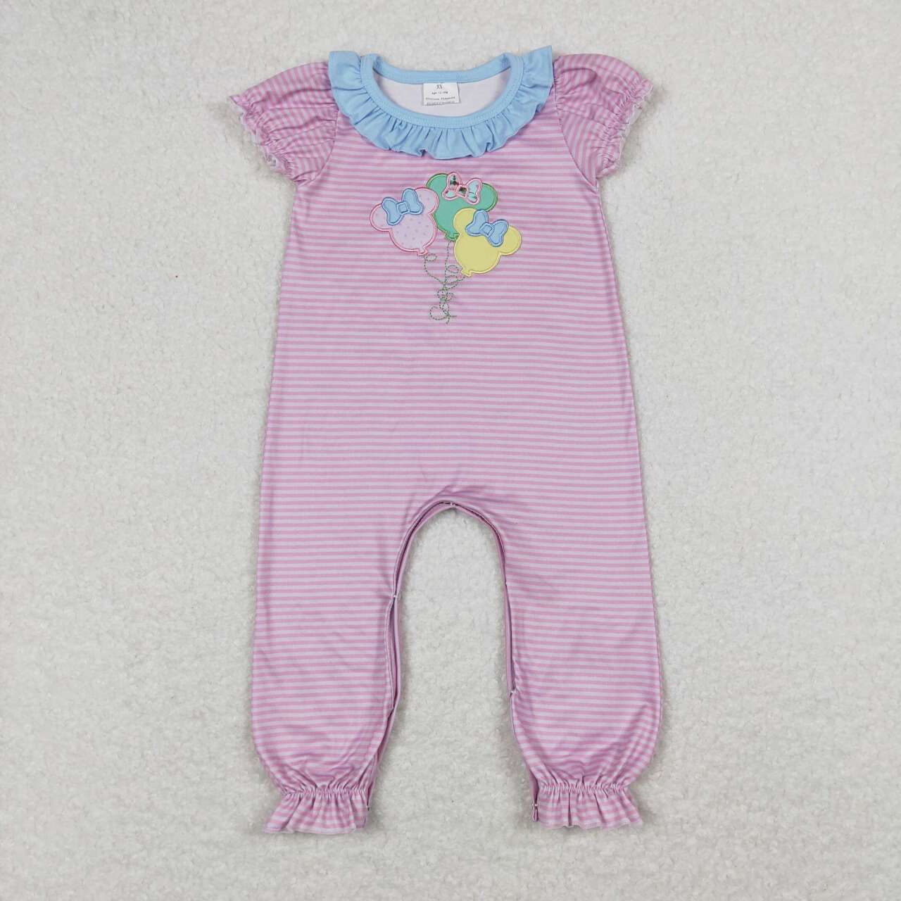 purple stripe Embroidered Cartoon Baby Romper