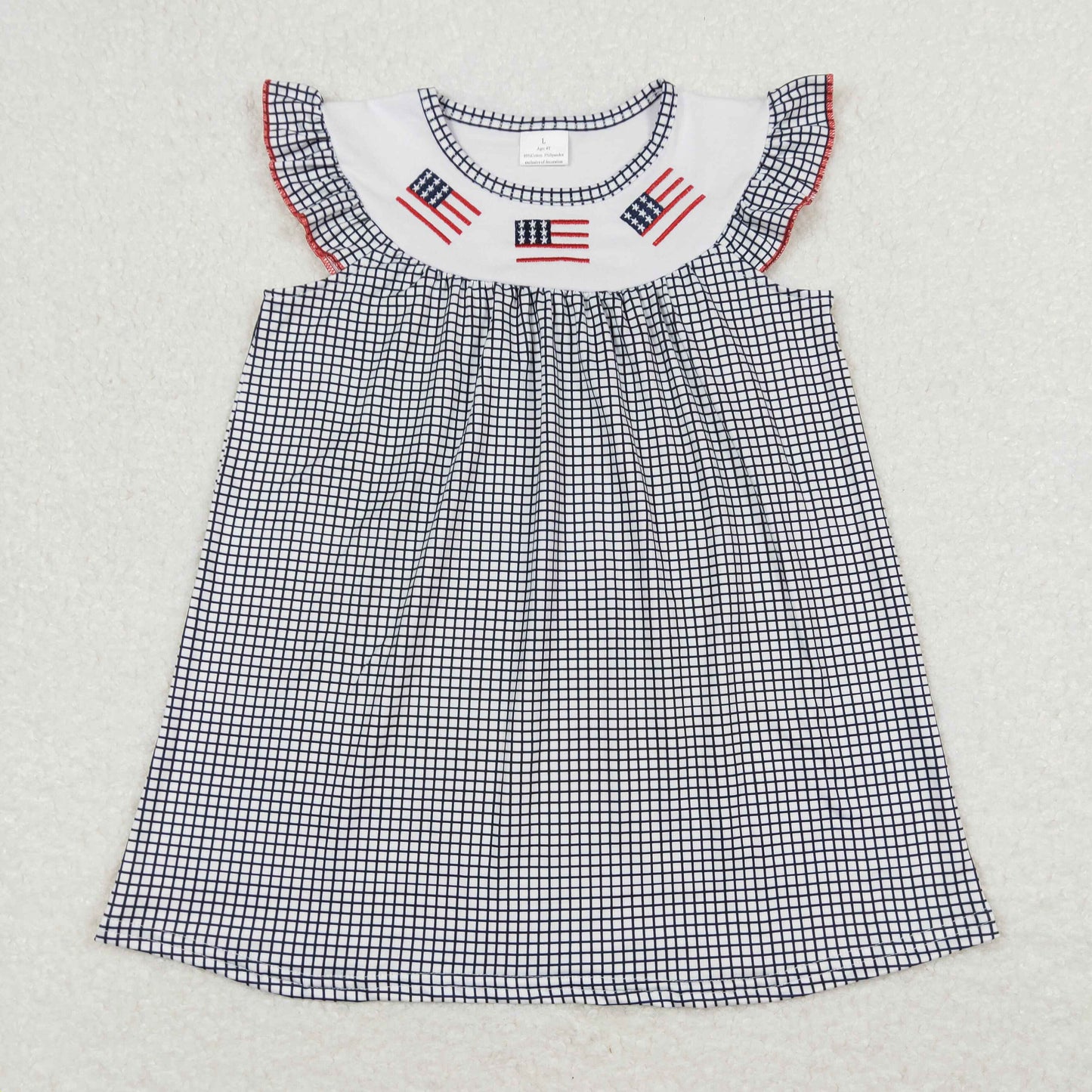 july of 4th Embroidery flag Girls Dresses