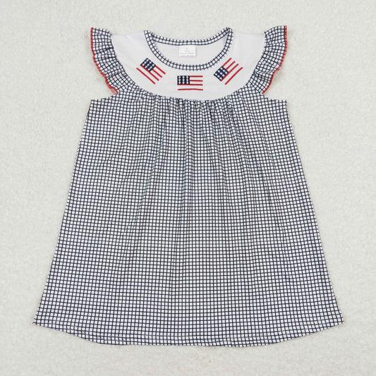 july of 4th Embroidery flag Girls Dresses