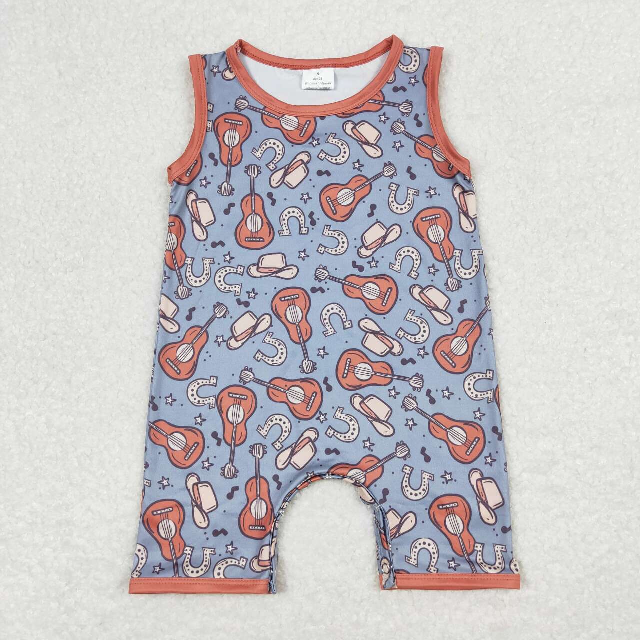 guitar sleeveless print Baby Romper