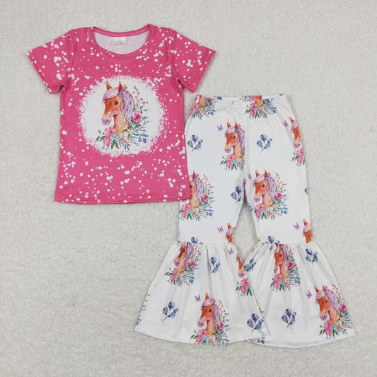 pink flower horse print Girls Set