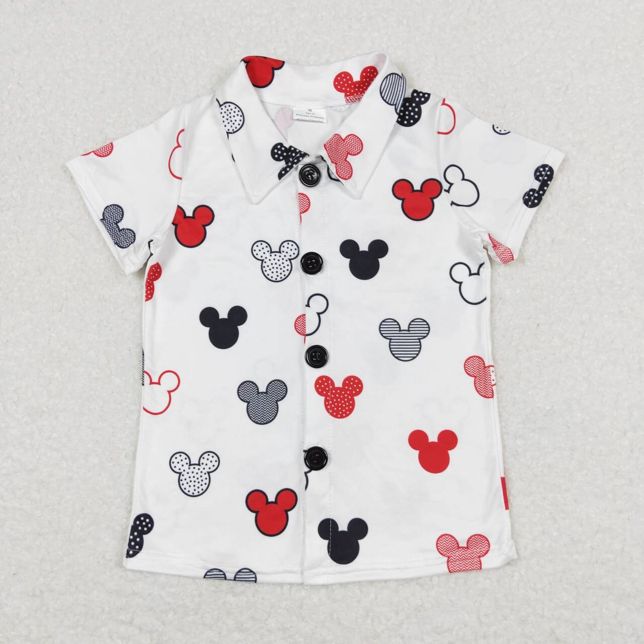 cartoon White With Button Boy Shirt