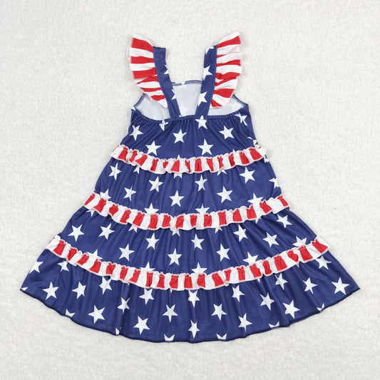 July of 4th star tier print Short Girls Dress