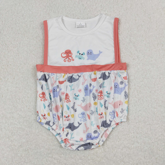 Octopus sleeveless print Baby Romper