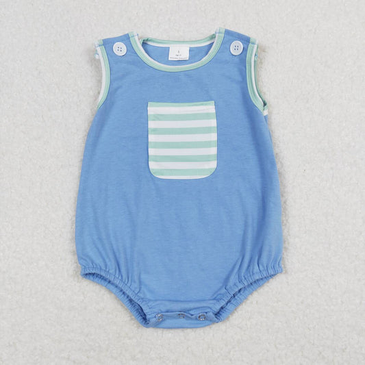 blue sleeveless baby romper