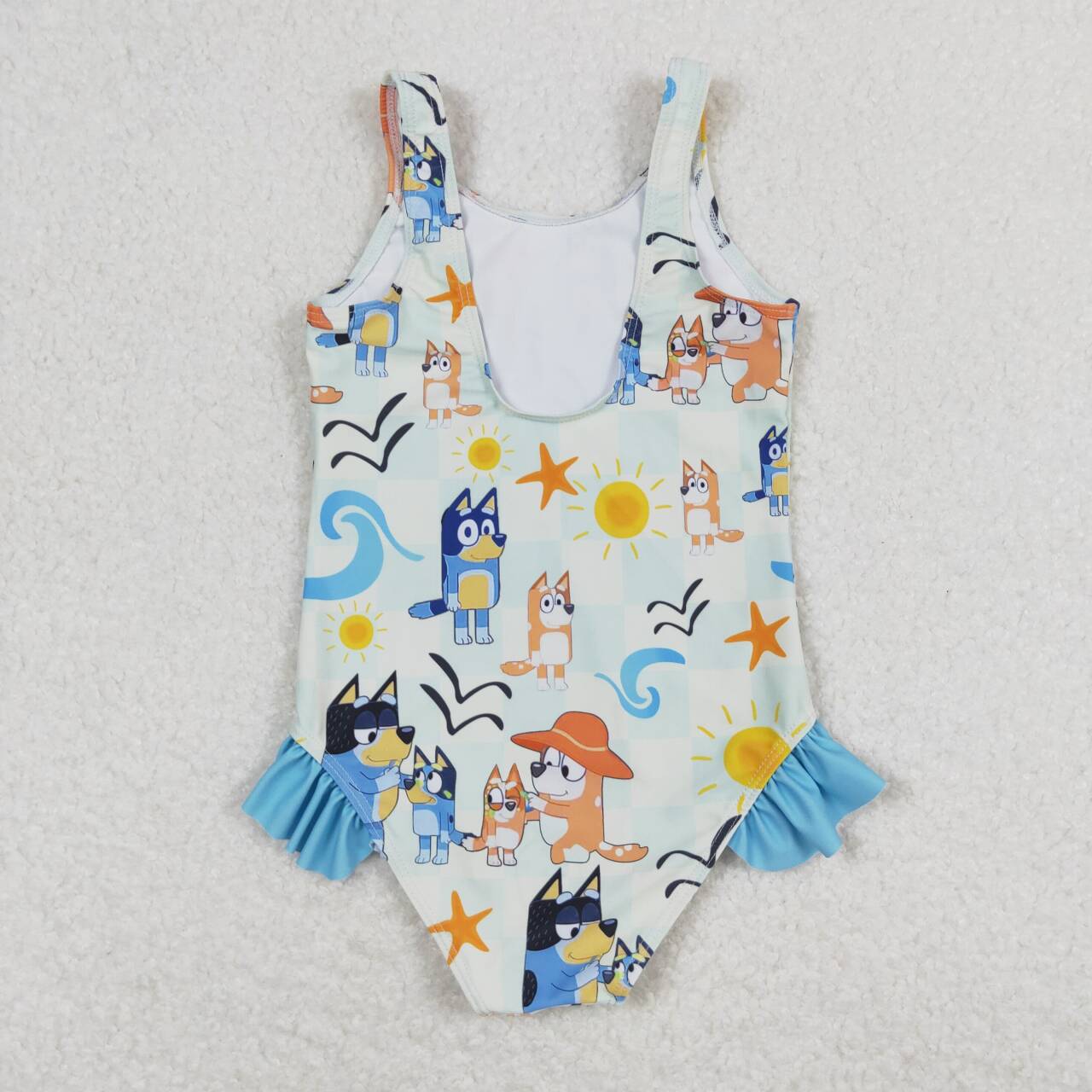 blue cartoon dog one piece Swimsuit