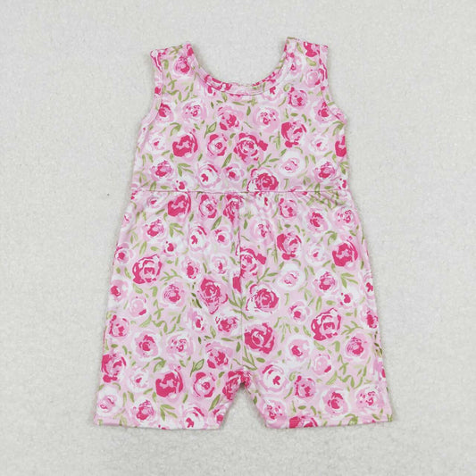 pink flower Girls Jumpsuit