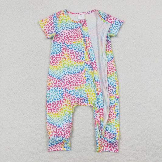 colorful leopard with zipper Baby Romper