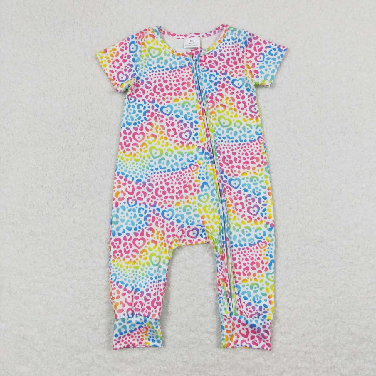 colorful leopard with zipper Baby Romper