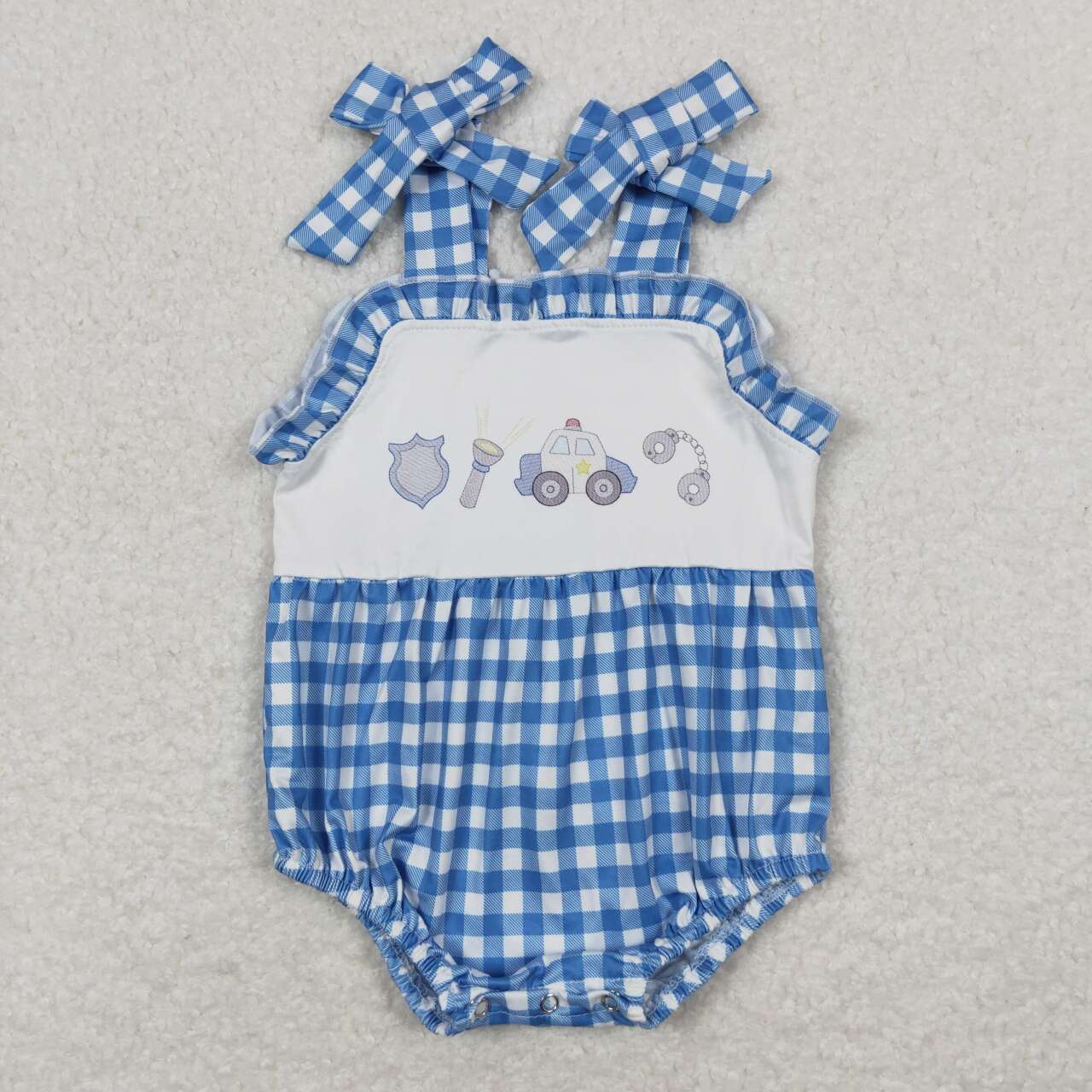 blue plaid print plaid Baby Romper