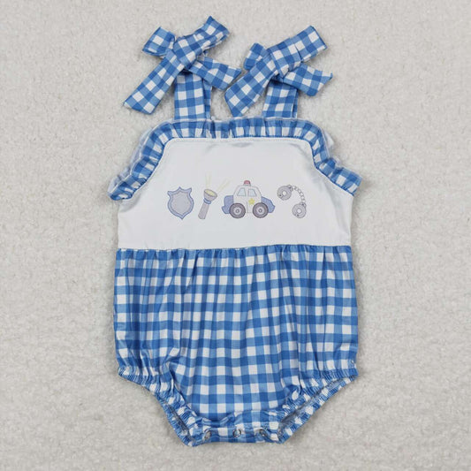 blue plaid print plaid Baby Romper
