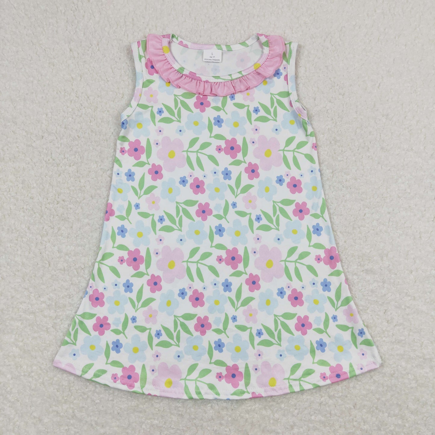 pink sleeveless ruffle Girls Dress