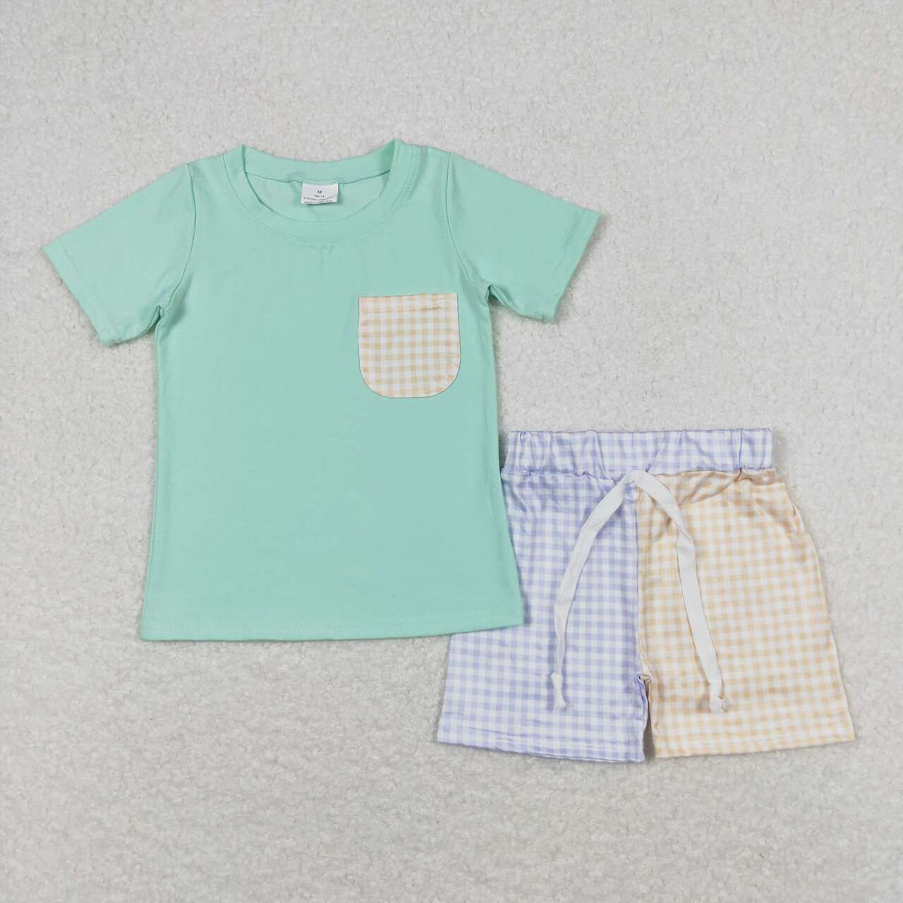 Green plaid short sleeve Boy Set