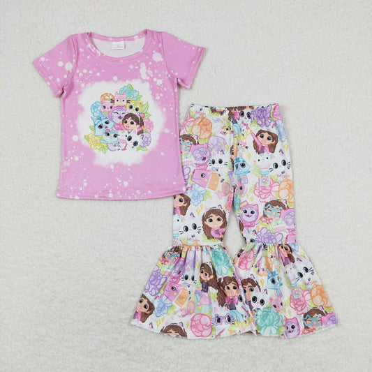 Pink cartoon bell pants Girls Set